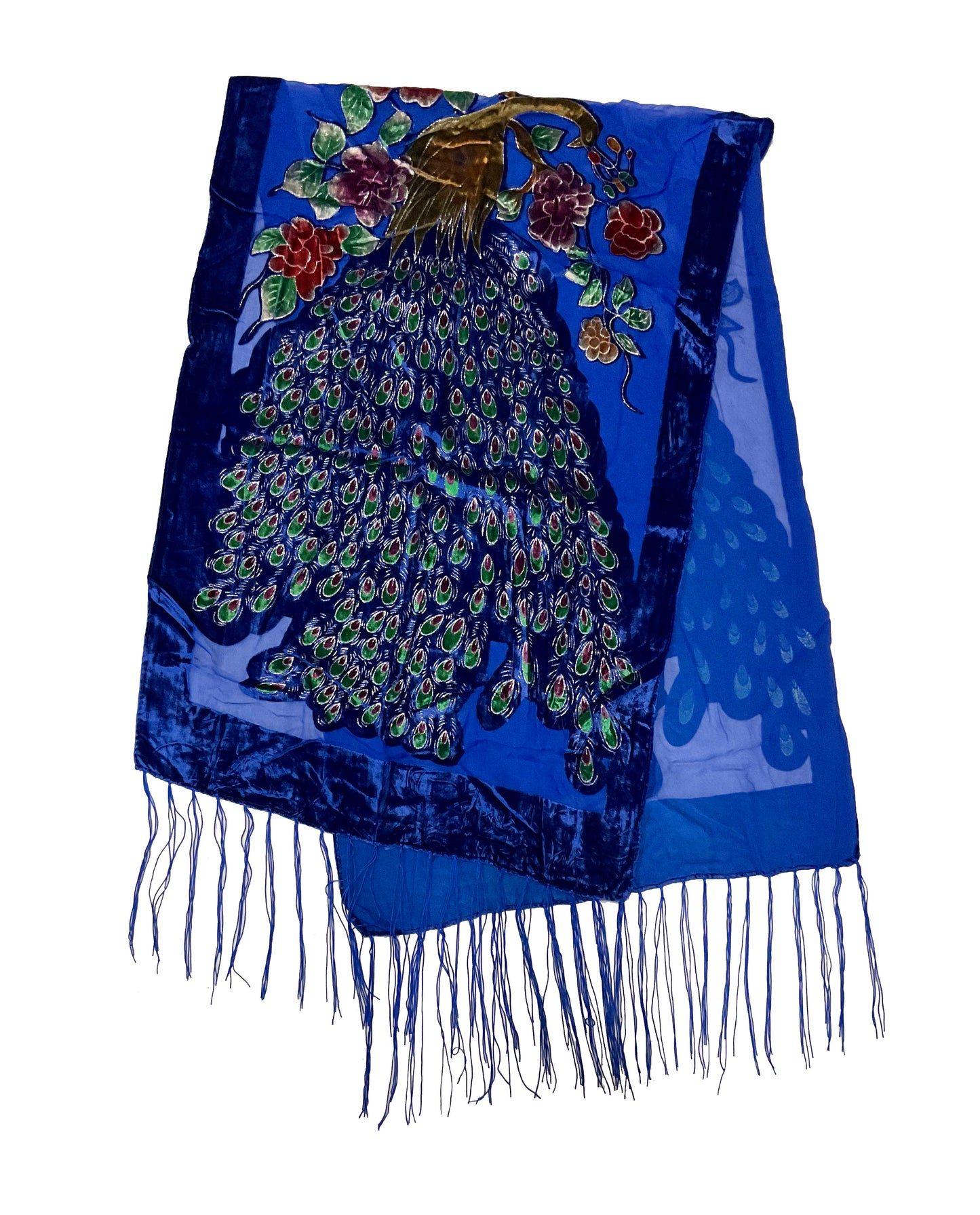 Peacock Velvet Scarf #89-12440BL