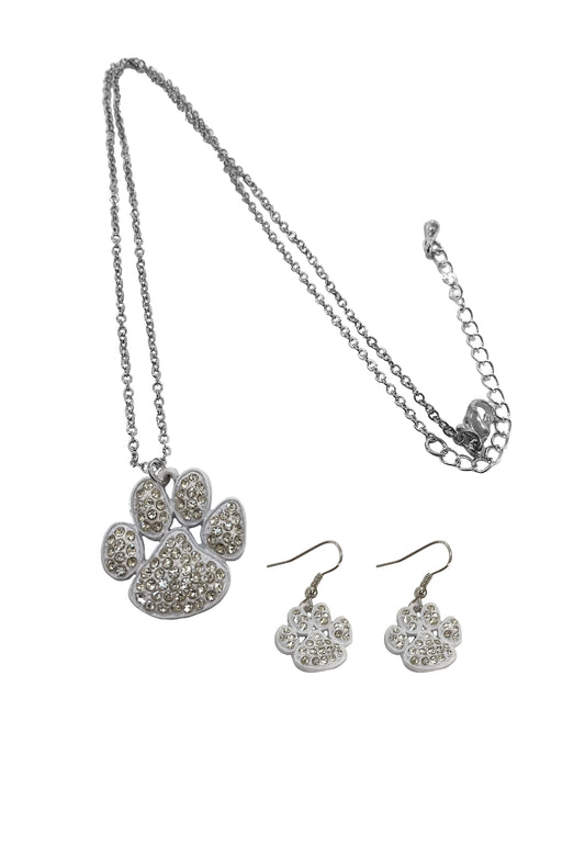 Paw Necklace Earring Set #12-13472