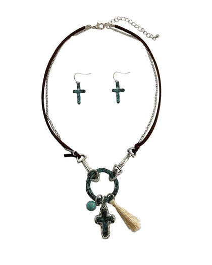 Cross Necklace Earring #12-15563