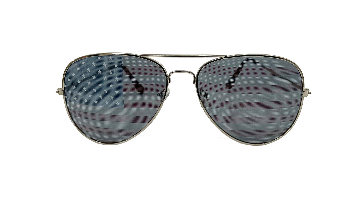 USA Flag Sunglasses Silver #62-659