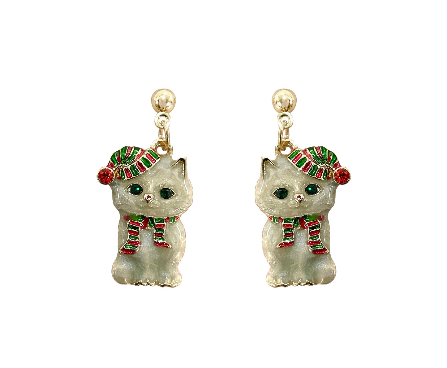 Christmas Santa Hat Cat Post Earring #19-1412211