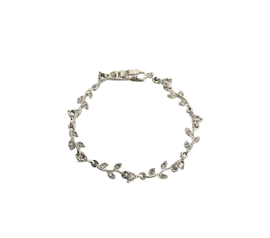 Rhinestone Floral Bracelet #33-10144