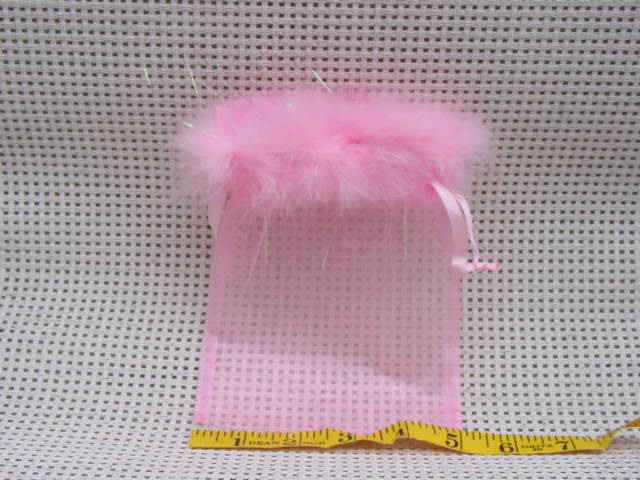 Organza Favor Bag with Feather Fringe - 5"x7" - 6/pk