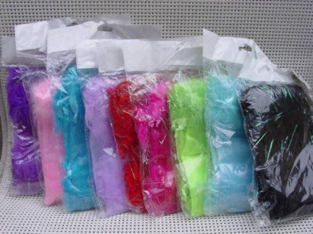 Organza Favor Bag with Feather Fringe - 5"x7" - 6/pk