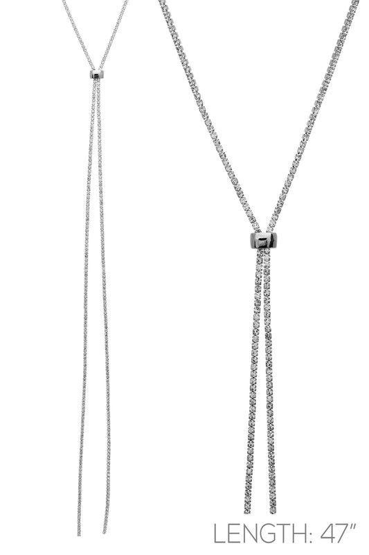 47" Rhinestone Slide Necklace #12-16013S (Silver)