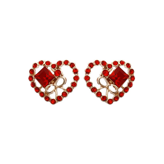 Heart Post Earrings #12-24642RD (Red)