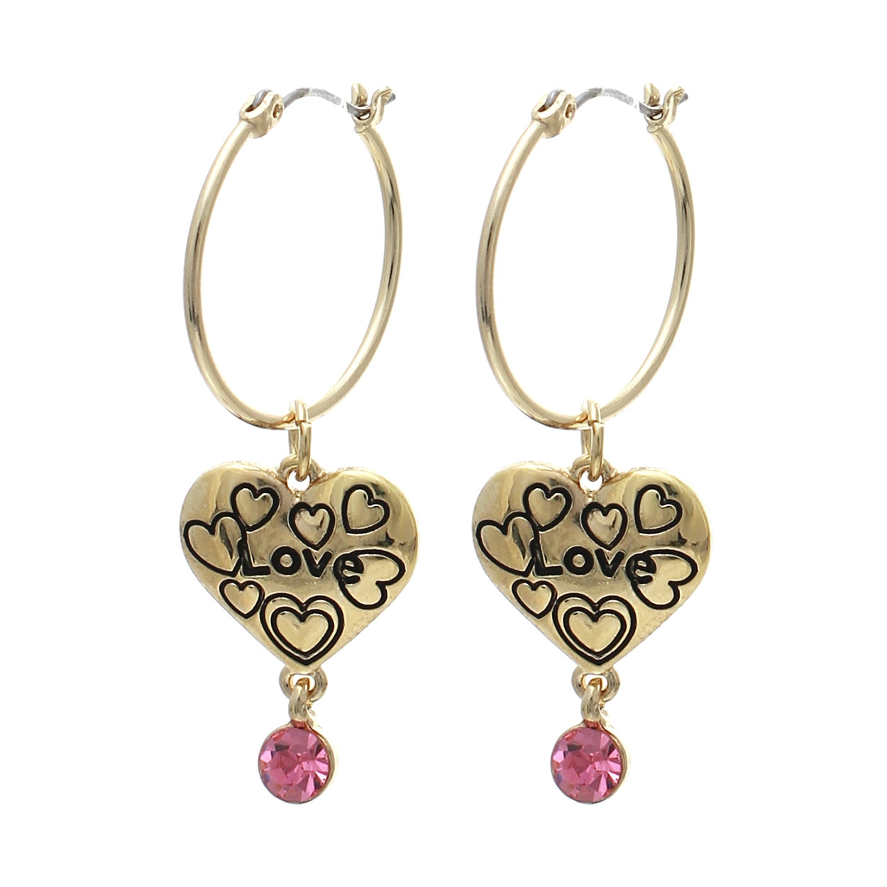 Heart 'Love' Hoop Earrings #12-24871G (Gold)