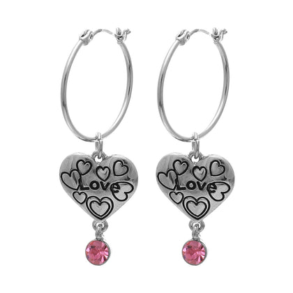 Heart 'Love' Hoop Earrings #12-24871S (Silver)