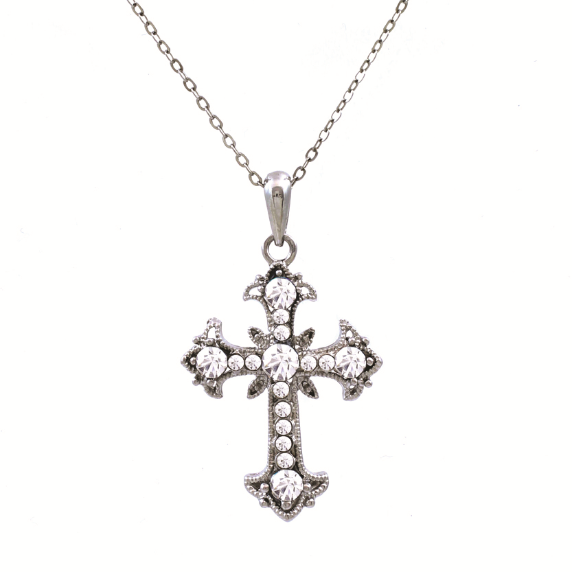 Cross Necklace #12-13184CL (Clear)