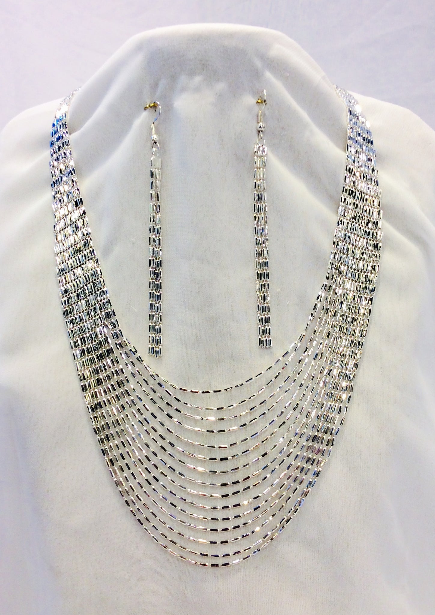 15 Chains Necklace and Earrings set#66-14112S