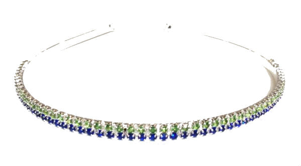2-Row Crystal Headband (Blue/Green) #76-6581BLGN