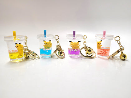 Floating Tea Drink Liquid Pikachu Keychain #88-101420