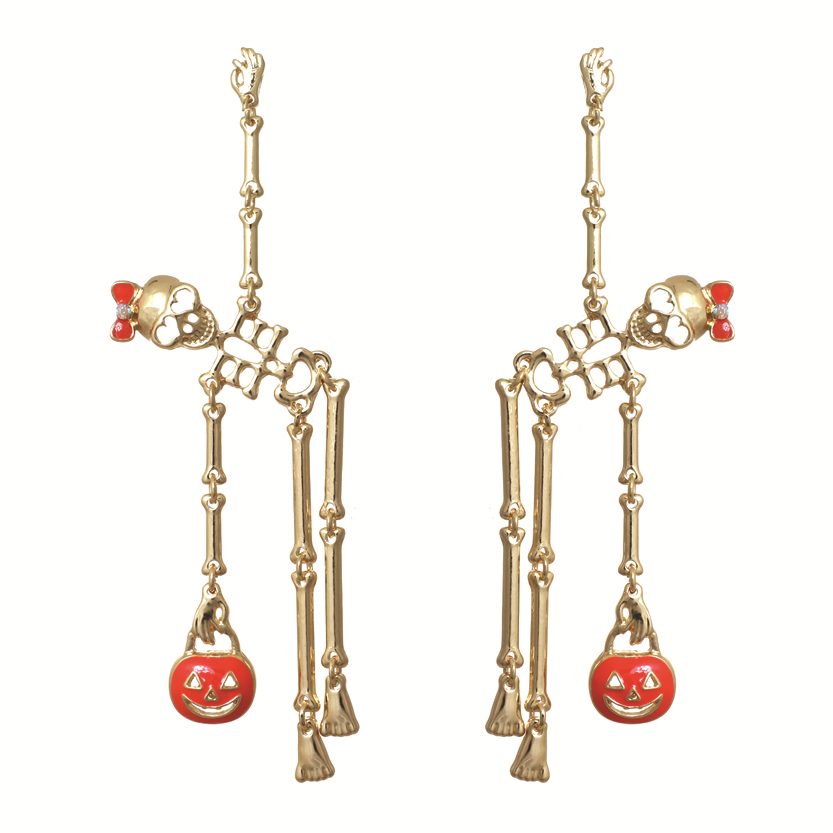 Halloween Skeleton Earrings #12-23715G (Gold)