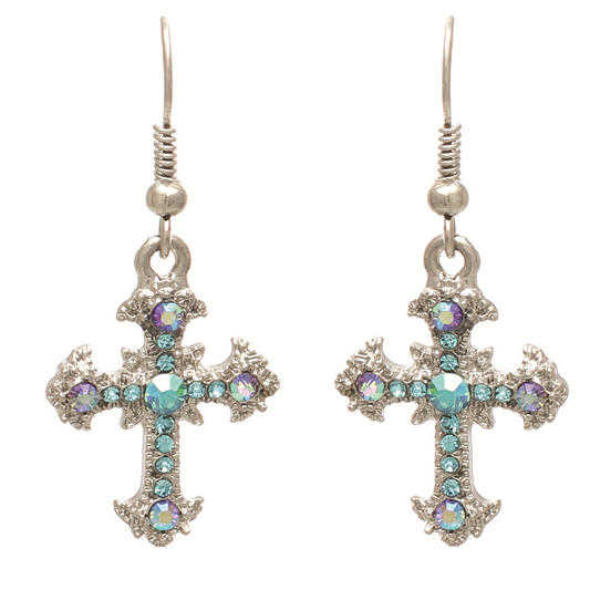 Cross Earrings #12-23912AQ (Aqua)