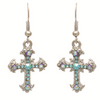 Cross Earrings #12-23912AQ (Aqua)