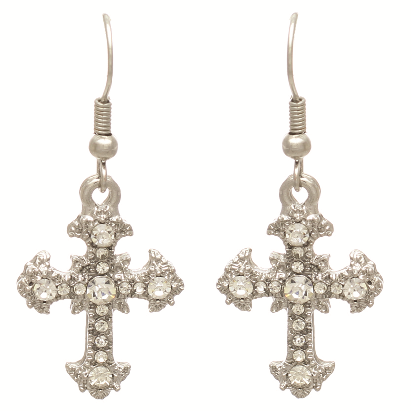 Cross Earrings #12-23912CL (Clear)