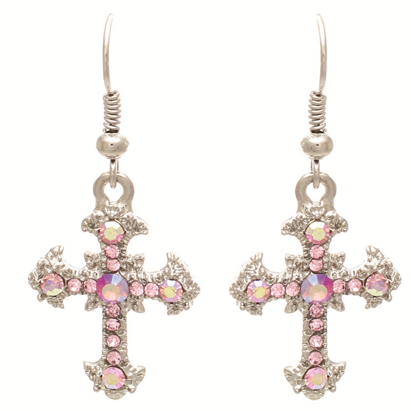 Cross Earrings #12-23912PK (Pink)