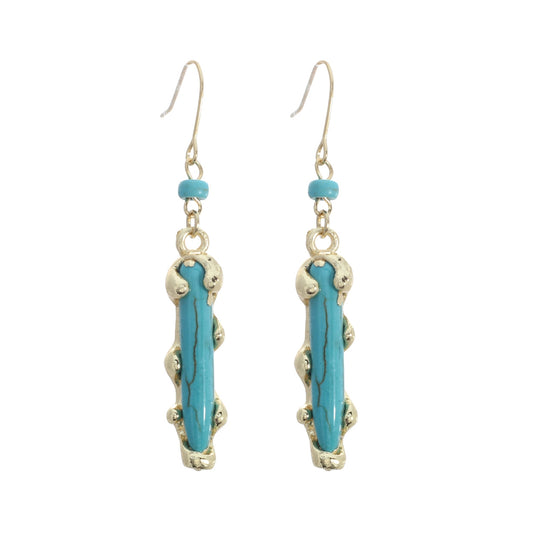 Turquoise Stone Earrings #12-24451G (Gold)