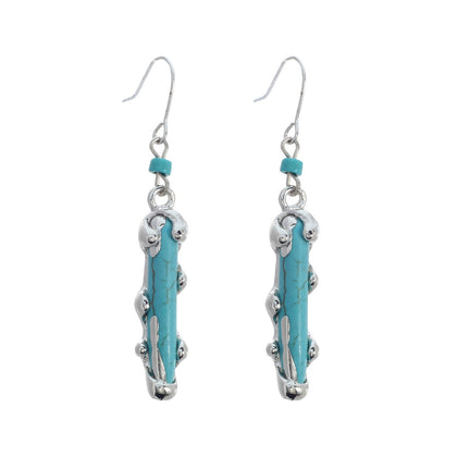 Turquoise Stone Earrings #12-24451S (Silver)
