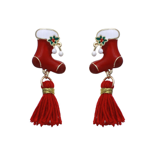 Christmas Stocking Tassel Earrings #12-25287