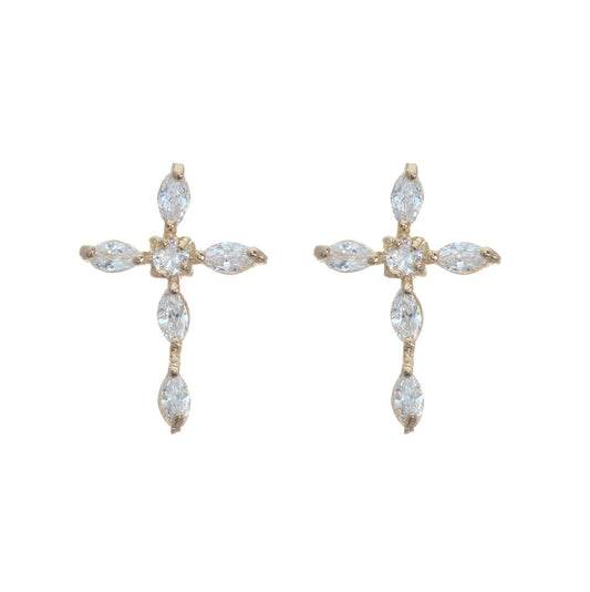 Cross Earrings #12-25457G (Gold)