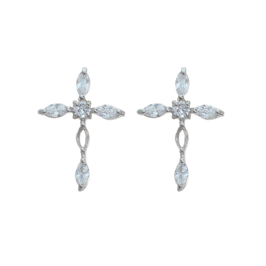Cross Earrings #12-25457S (Silver)