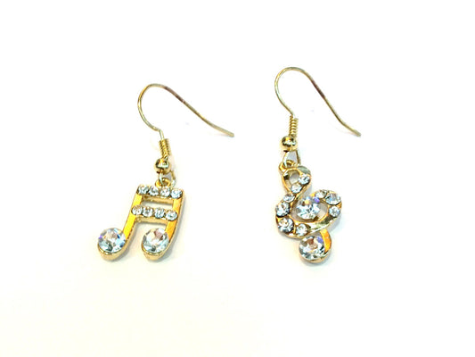 Treble Clef/Music Notes Dangling Earrings 28-11093GD