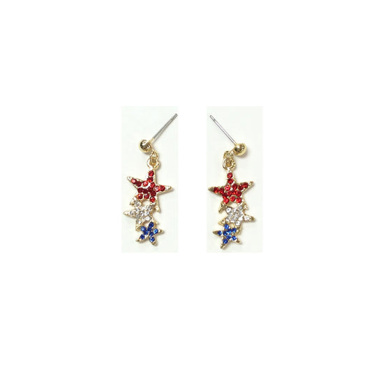 Patriotic Stars Earrings #38-0751S (Silver)