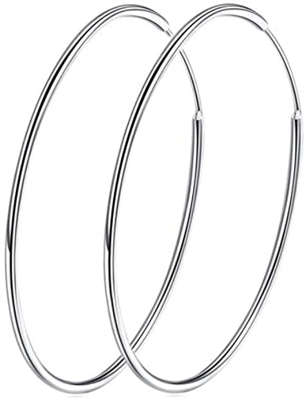 Silver Hoop Earrings 6 cm