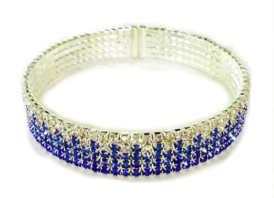 5-Row Tiny Rhinestone Open End Bracelet #12-82641BL