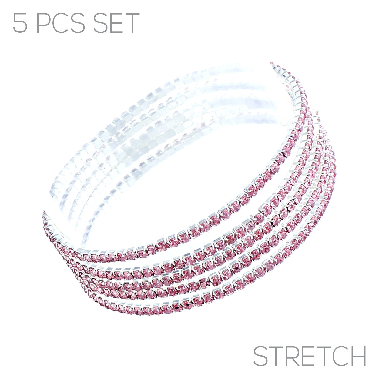 5-Strand Stretch Bracelet #12-83018PK (Pink)