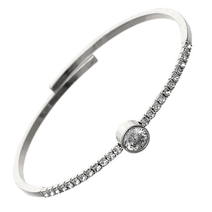 Rhinestone Large Accent Bracelet #12-83027S (Silver)