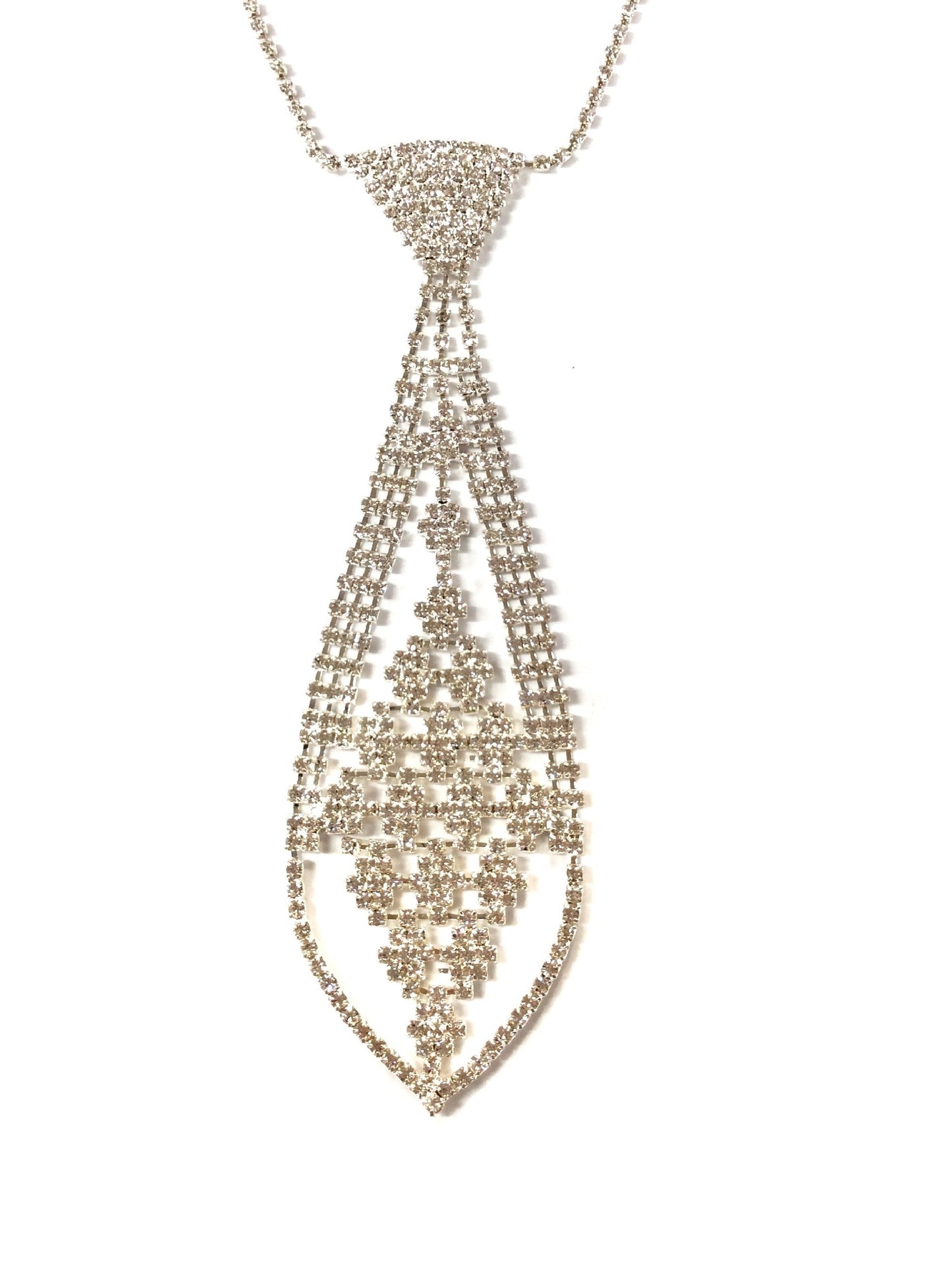 Crystal Tie Necklace #88-5005S (Silver)