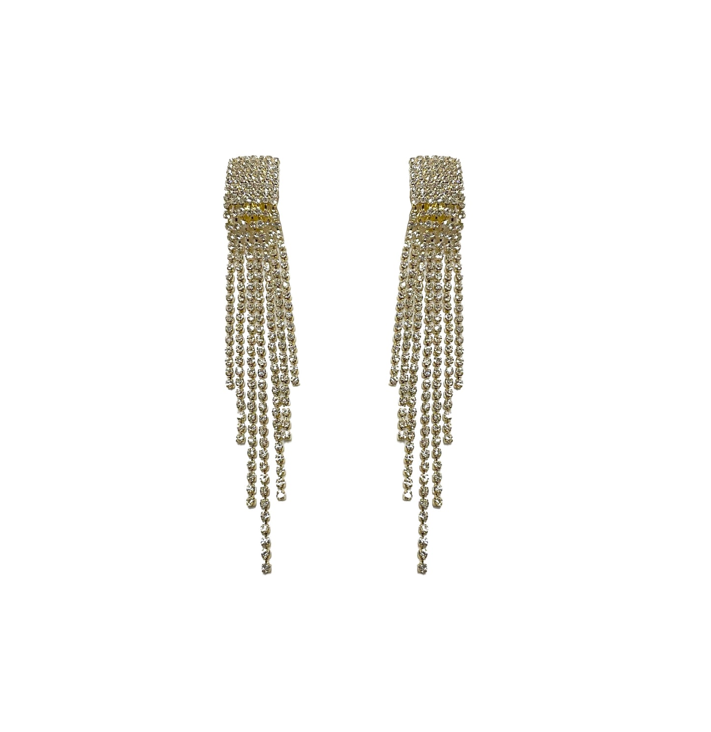 Rhinestone Fringe Clip Earring #40-258G