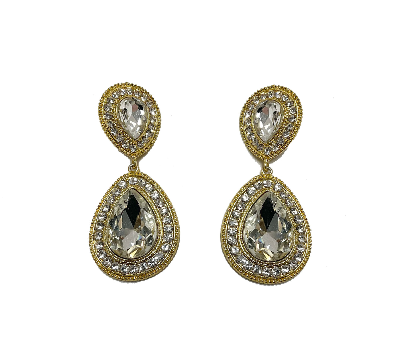 Large Tear Stone Clip Earring #40-7971GD