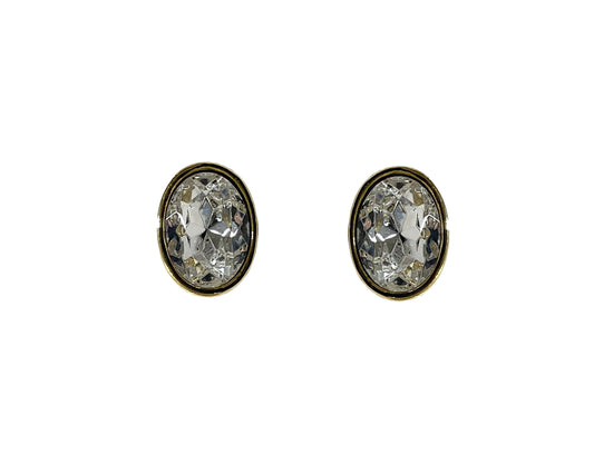 Oval Stone Clip Earring #40-OVGD