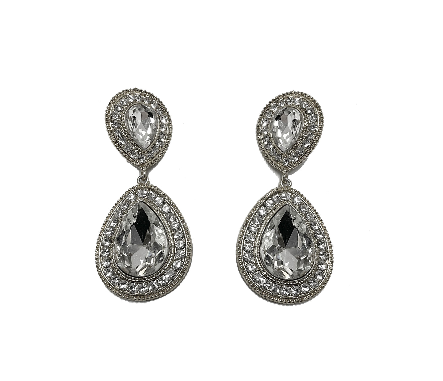 Large Tear Stone Clip Earring #40-7971SL