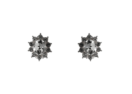 Flower Cubic Zirconia Clip Earrings #40-5248