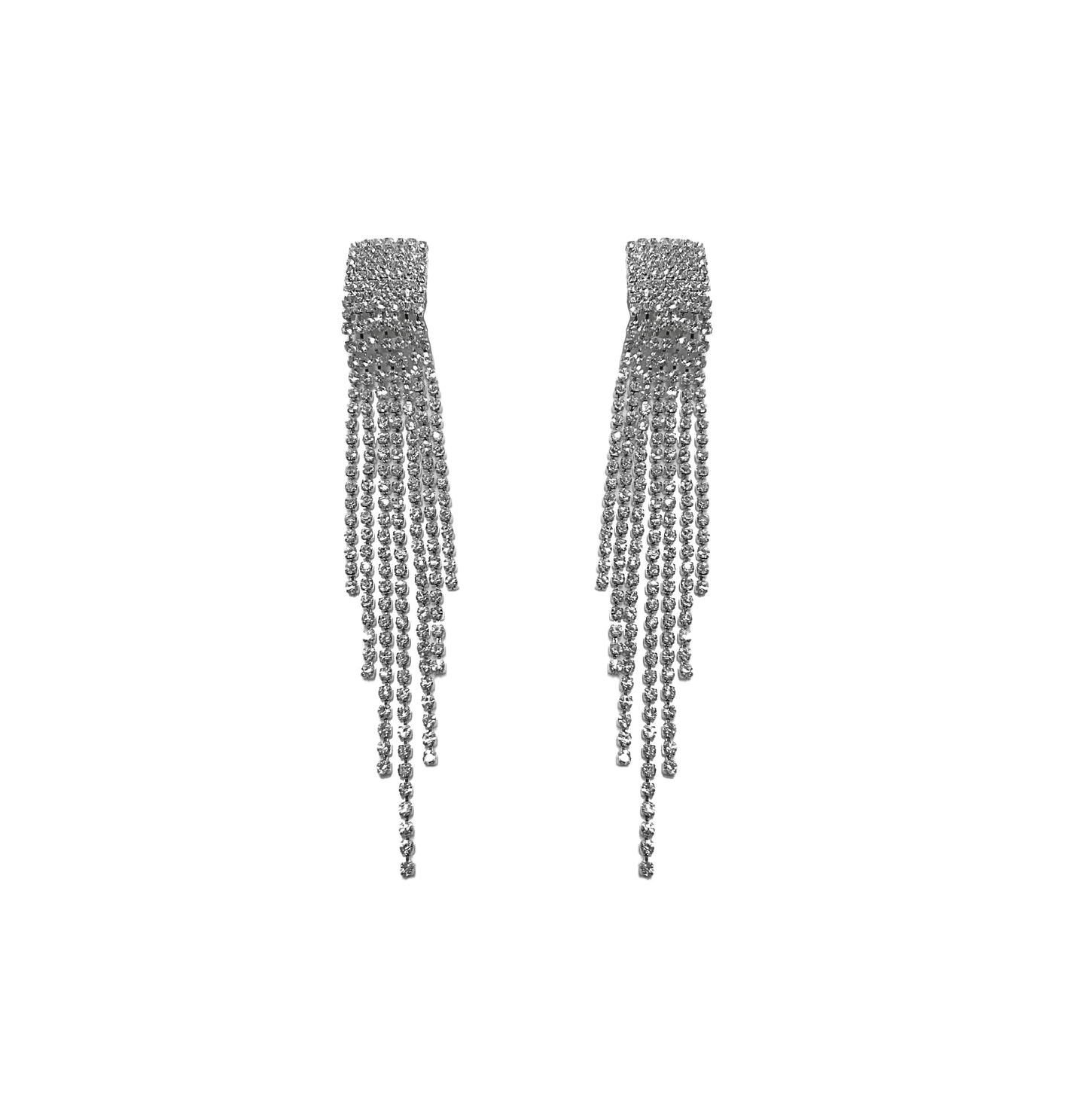 Rhinestone Fringe Clip Earring #40-258S