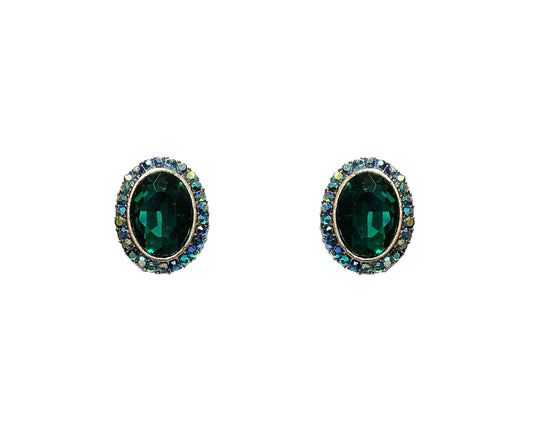 Oval Stone Clip Earring #40-0041GN