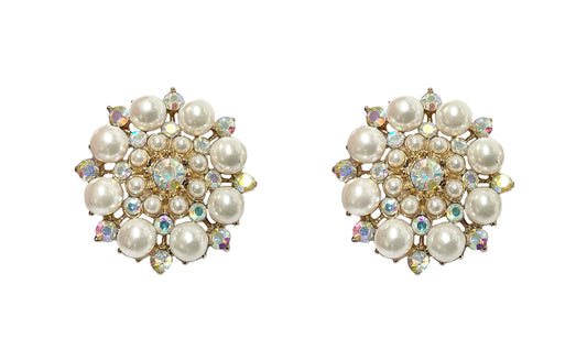 Pearl AB Floral Clip Earring #40-0080