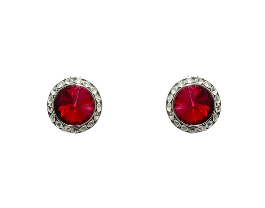 Round CRYSTAL Clip Earrings#12-40007SI