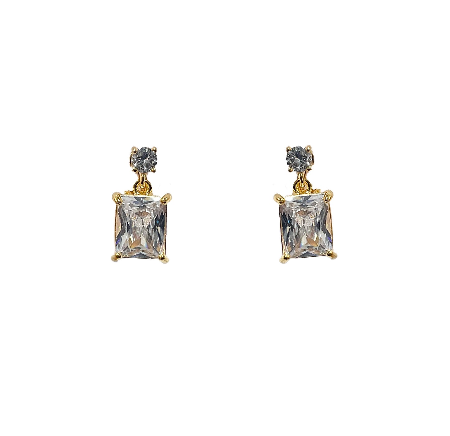 Cubic Zirconia Rectangle Dangle Clip Earring #40-6845