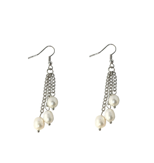Pearl Dangling Earrings#28-11174WH