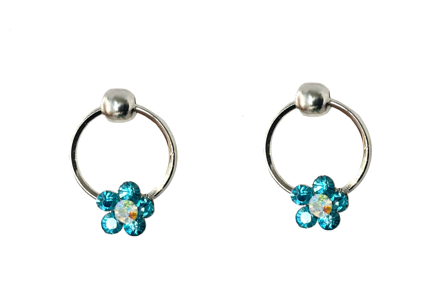 Small Forget Me Not Circle Earring #28-113091