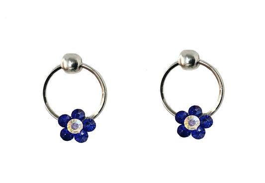 Small Forget Me Not Circle Earring #28-113091