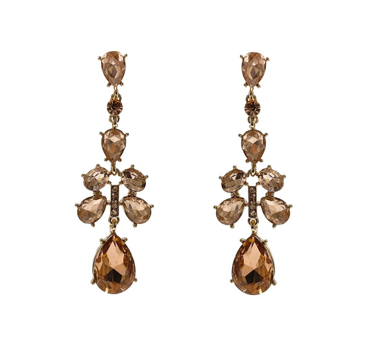 Teardrop Crystal Earrings (Peach) #40-596PH