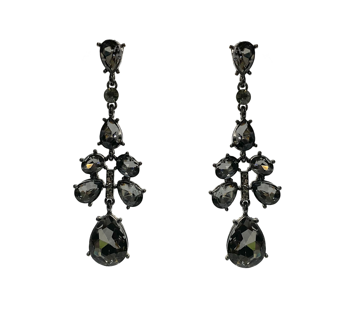Teardrop Crystal Earrings (Black Diamond) #40-596BD