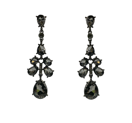 Teardrop Crystal Earrings (Black Diamond) #40-596BD