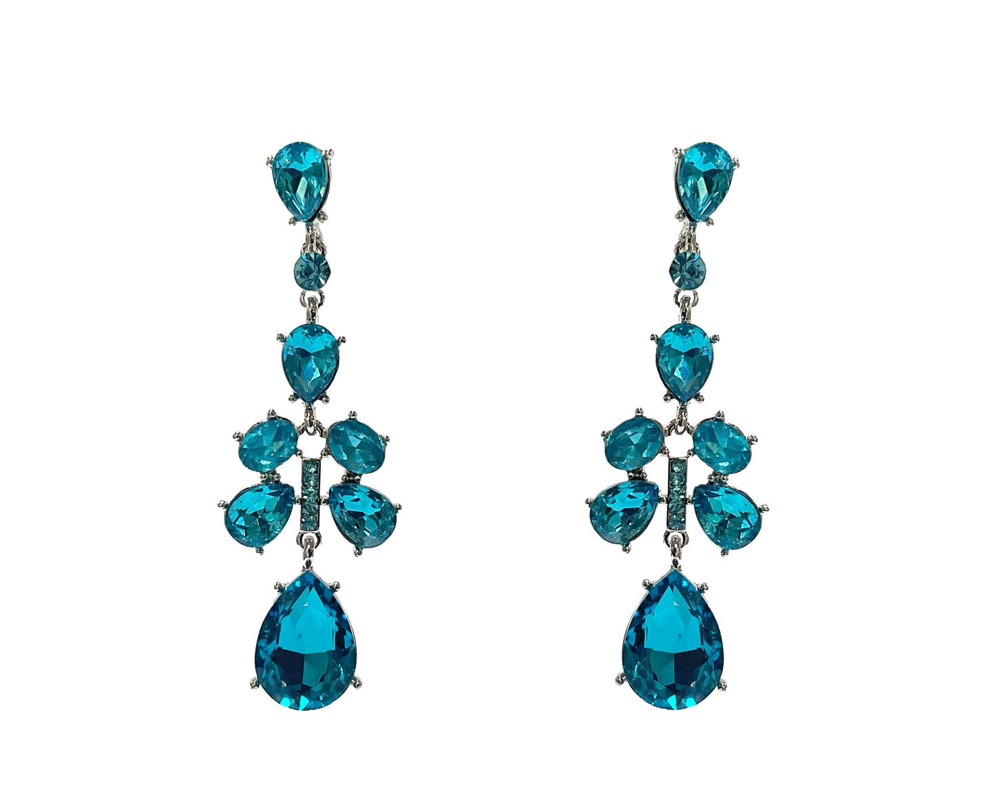 Teardrop Crystal Earrings (Aqua) #40-596AQ